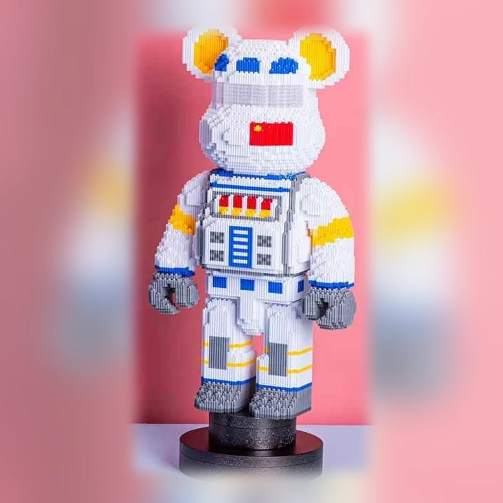 Figurine Ours Astronaute Blanc en Microbriques