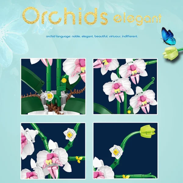 Orchidées Élégantes - Modèle avec Pot Blanc (635 Pièces) – Image 2