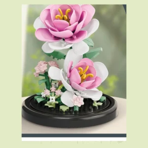 Fleur Rose en Briques sur Socle – 156 pièces