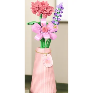 Bouquet Rose en Briques avec Vase