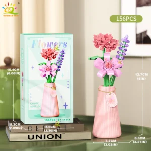 Bouquet Rose en Briques avec Vase