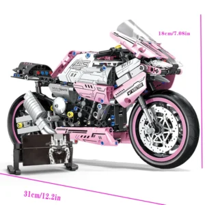 Moto Futuriste Rose en Briques - 1860 pièces