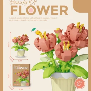 Mini Pivoine en Pot en Microbriques