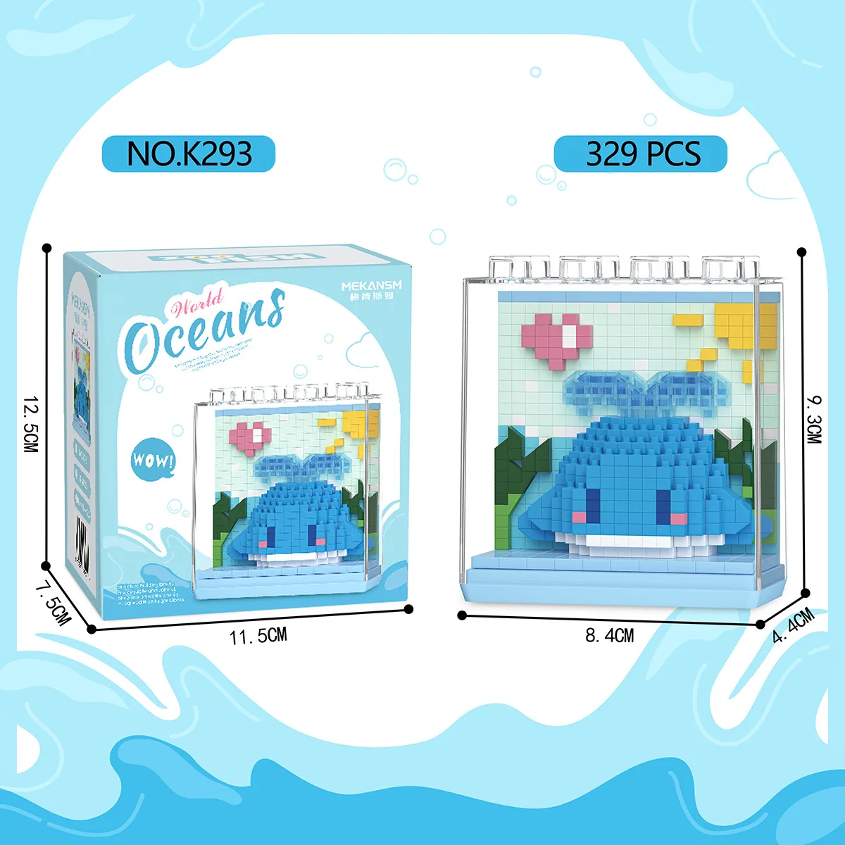 Baleine bleue en microbriques, cadeau original