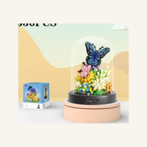 Papillon et Fleur en Briques sous Cloche – 530 pièces