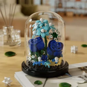 Fleurs Bleues sous Cloche en Microbriques