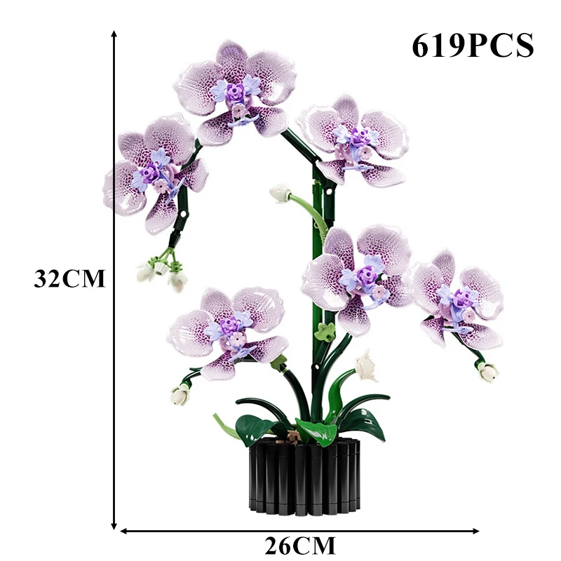 Orchidée Violette en Briques – 619 pièces