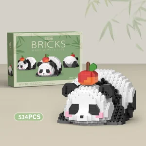 Panda Allongé en Briques – 534 pièces
