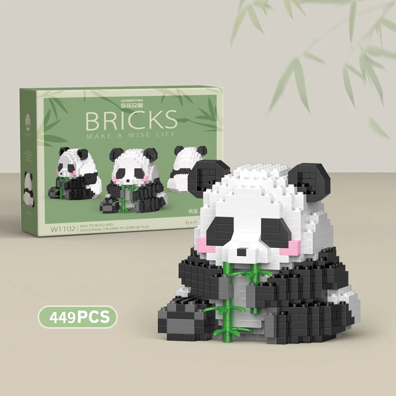 Panda Assis en Briques – 449 pièces
