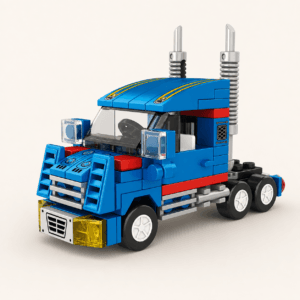 Camion Routier Bleu en Briques – 100 pièces