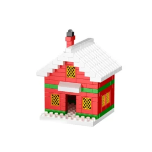 Maison rouge au toit blanc - Petite maison de Noël rouge en briques